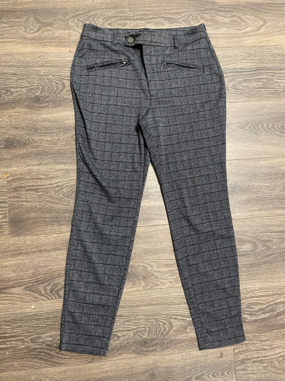 Simply Vera verawang Gray Plaid Slim Dress Pants skinny large professional